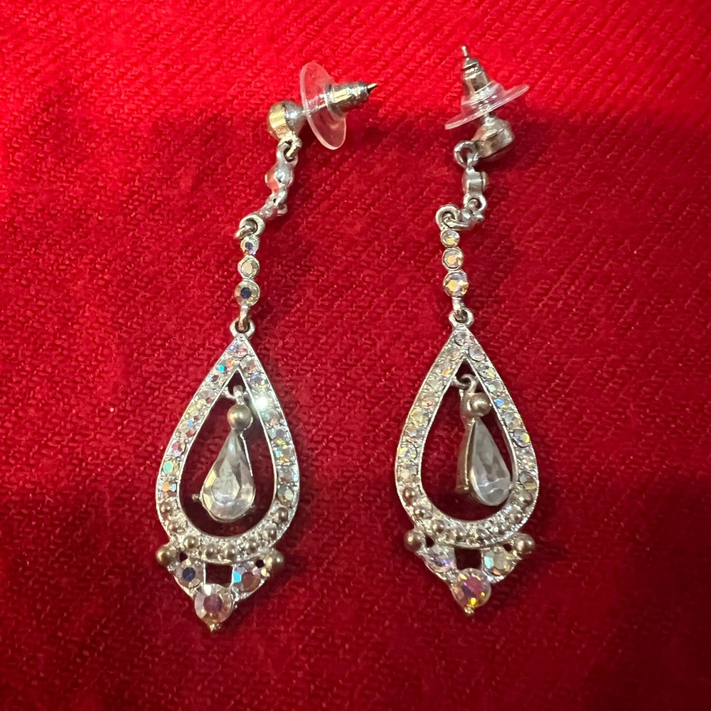 Rhinestone dangle earrings pageant prom special occasion